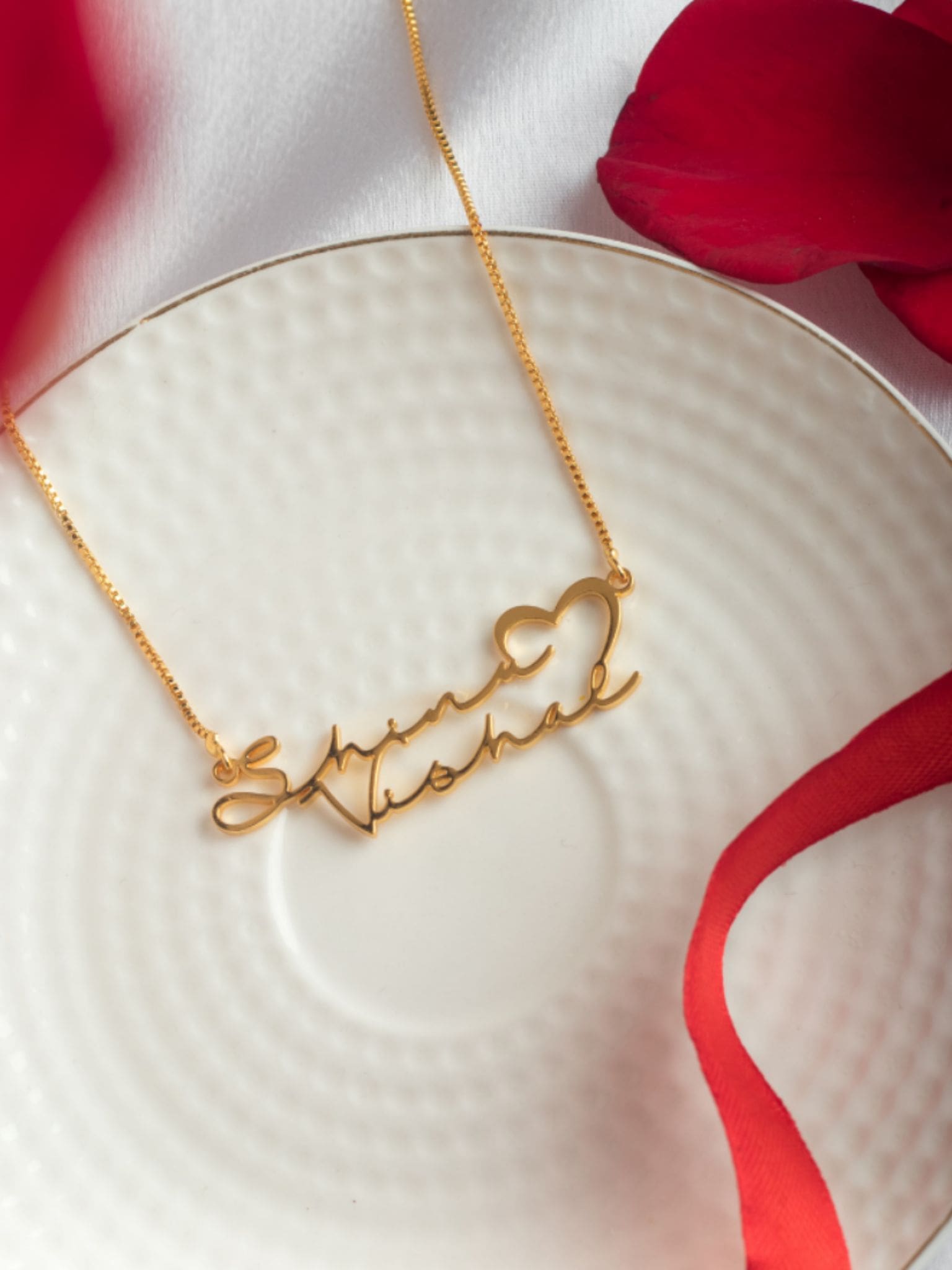 Couple Name Hanging Necklace Signature Style Couple Name Necklace